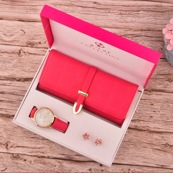 Women\'s Classy Leather Band Matching Watch & Tri-Fold Leather Wallet Set main image 4